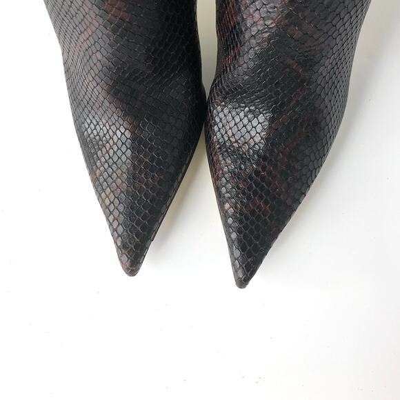 Vintage Dolce and Gabbana Denim Snakeskin Tall Pointed Toe Heeled Boots 35 - Picture 6 of 9